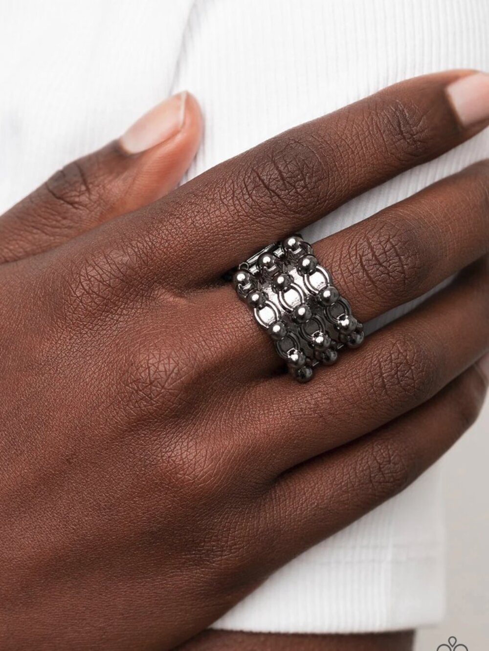 Paparazzi Jewelry Accessories - Dauntless Demeanor - Black Ring - Vintage